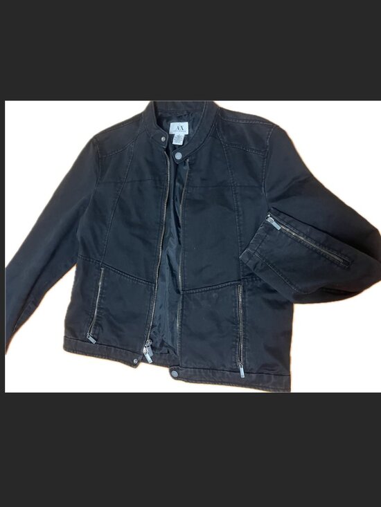 A/X Armani Exchange Black Moto Style Jacket Mens Sz Large - Picture 1 of 8